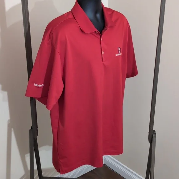 Nike Golf| Red Travistock Cup Athletic Dry Fit Short Sleeved Polo - Picture 4 of 12